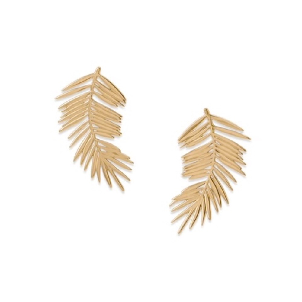 NEW!14 Karat Gold Plated Palm Leaf Post Earrings